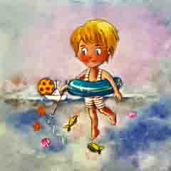 DE283 Wall décor art photographic oil on canvas pop art boy swimming